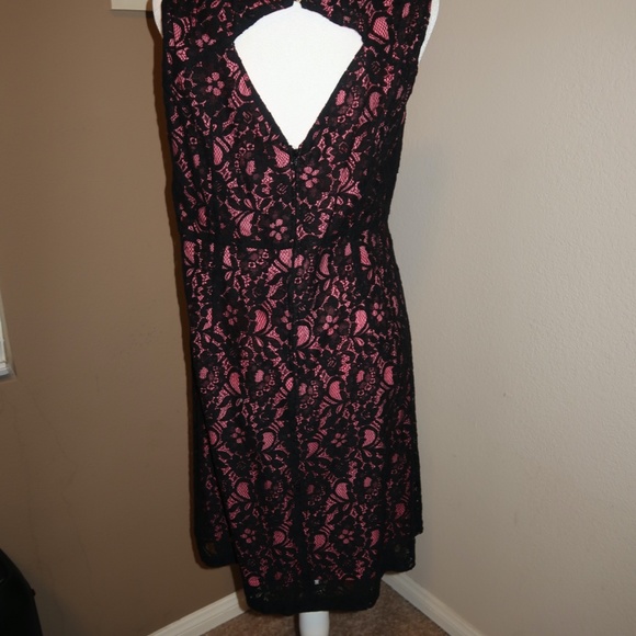 NWT Torrid Pink Black Lace Dress L/12 - Picture 2 of 6